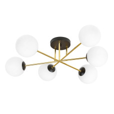 Lustra Magnum 6 negru/auriu/alb opal 1233/6 Emibig
