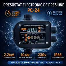 Presostat electronic inteligent IBO PC-24 2,2 kW 230V, 10 bar, protectie functionare uscata