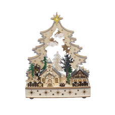 Figurina decorativa Sat de Craciun Lemn 