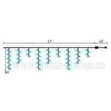 Instalatie streasina sir 100 LED Alb Rece 2x1m fir negru DD 9006-CDL - Exterior gama sistem PROFI